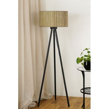 Brilagi - Stojací lampa BOSTON ROLLER 1xE27/15W/230V sláma hnědá/zlatá