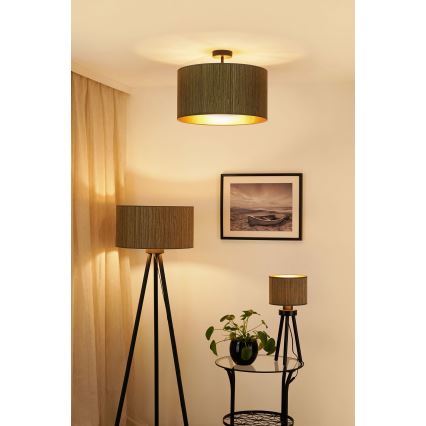 Brilagi - Stojací lampa BOSTON ROLLER 1xE27/15W/230V sláma hnědá/zlatá