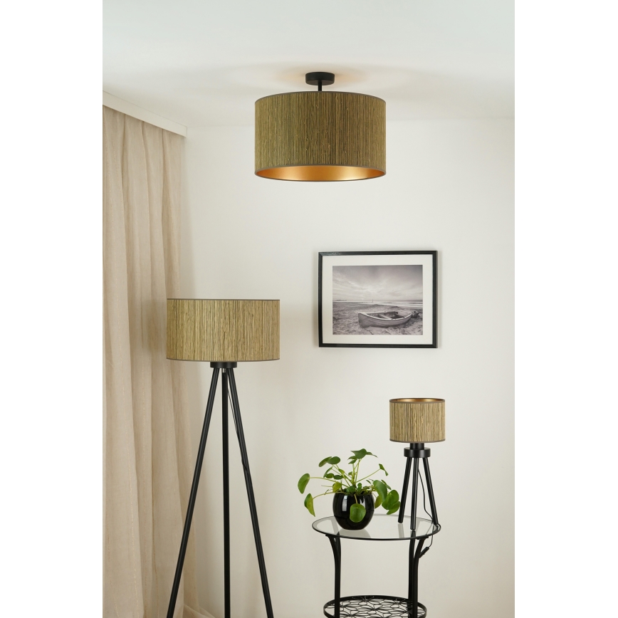Brilagi - Stojací lampa BOSTON ROLLER 1xE27/15W/230V sláma hnědá/zlatá