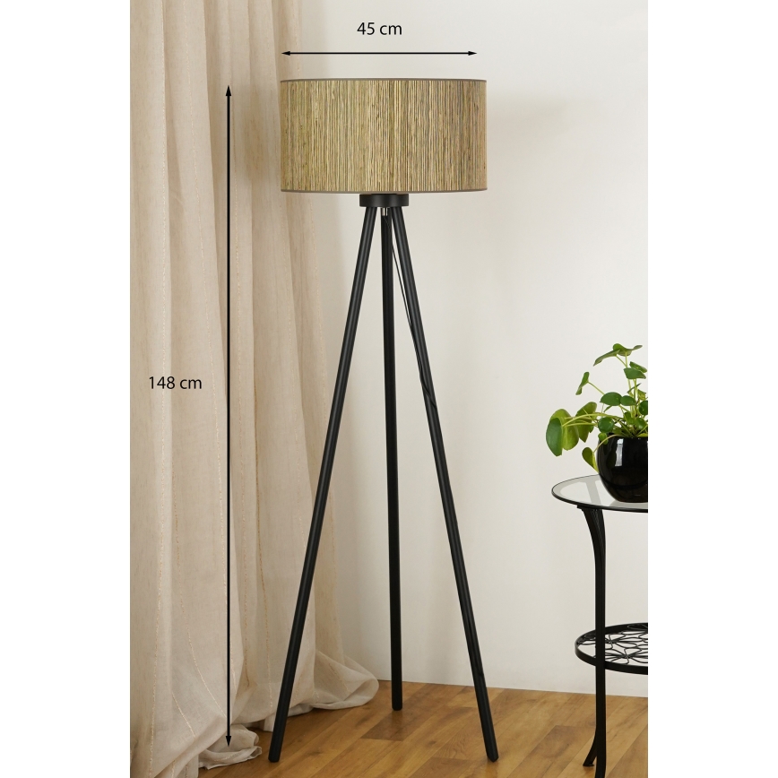Brilagi - Stojací lampa BOSTON ROLLER 1xE27/15W/230V sláma hnědá/zlatá