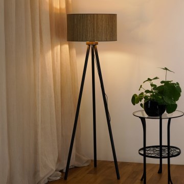Brilagi - Stojací lampa BOSTON ROLLER 1xE27/15W/230V sláma hnědá/zlatá