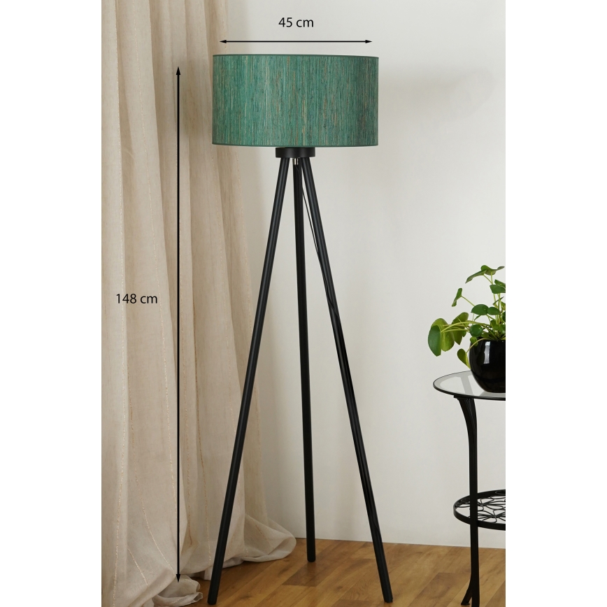 Brilagi - Stojací lampa BOSTON ROLLER 1xE27/15W/230V sláma zelená/zlatá