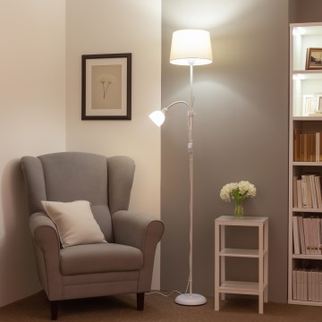 Brilagi - Stojací lampa CERIA 1xE27/100W/230V + 1xE14/25W bílá/béžová