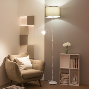 Brilagi - Stojací lampa CERIA 1xE27/100W/230V + 1xE14/25W bílá/hnědá