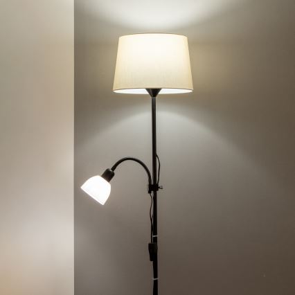 Brilagi - Stojací lampa CERIA 1xE27/100W/230V + 1xE14/25W černá/béžová