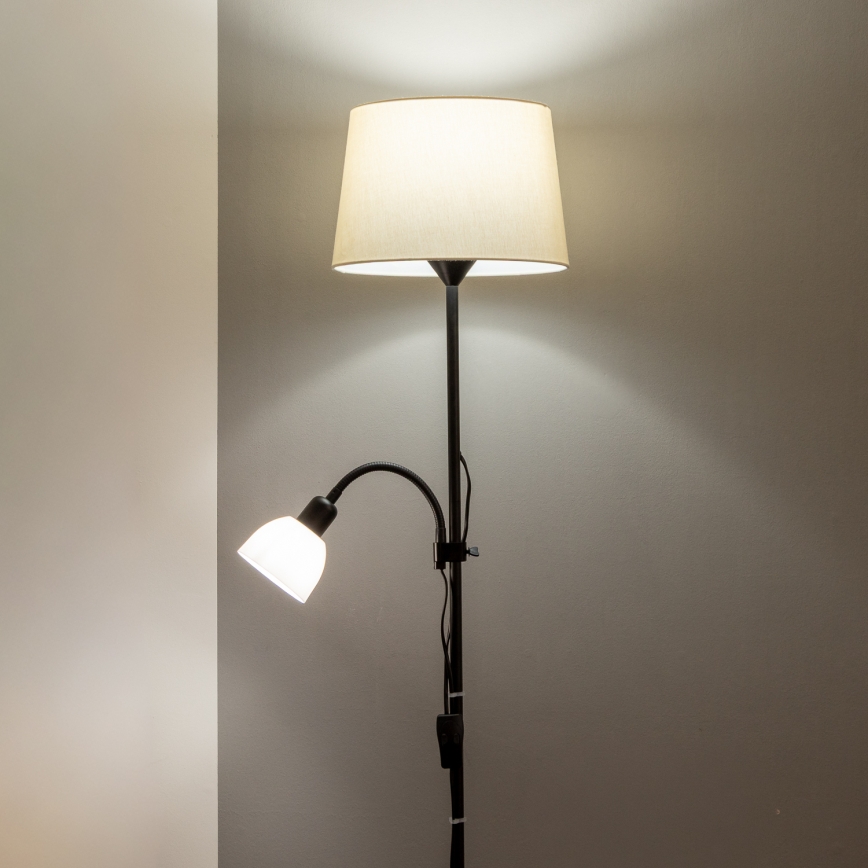 Brilagi - Stojací lampa CERIA 1xE27/100W/230V + 1xE14/25W černá/béžová