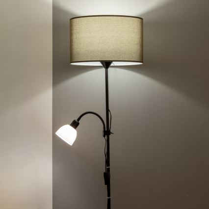 Brilagi - Stojací lampa CERIA 1xE27/100W/230V + 1xE14/25W černá/hnědá