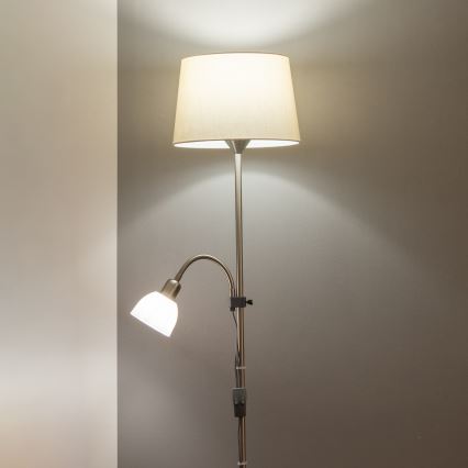 Brilagi - Stojací lampa CERIA 1xE27/100W/230V + 1xE14/25W matný chrom/béžová