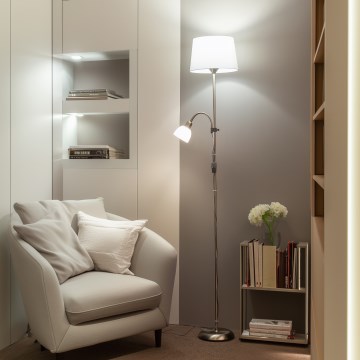 Brilagi - Stojací lampa CERIA 1xE27/100W/230V + 1xE14/25W matný chrom/bílá