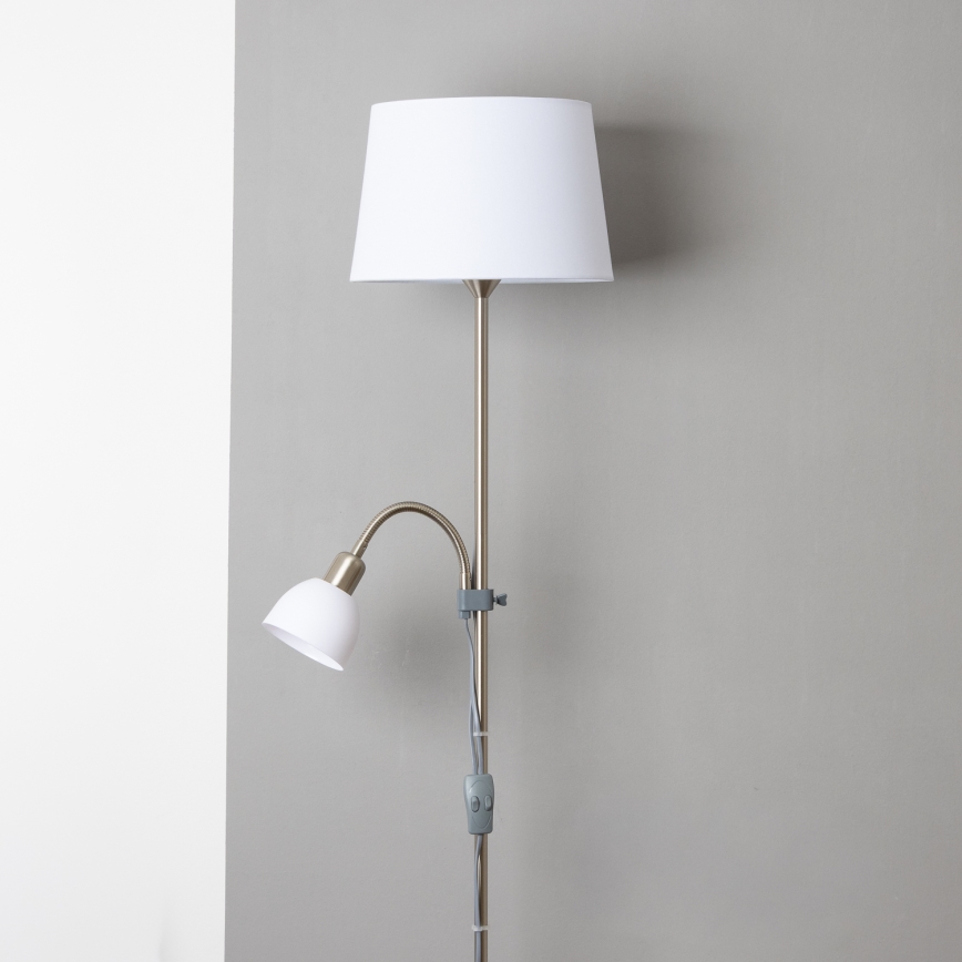 Brilagi - Stojací lampa CERIA 1xE27/100W/230V + 1xE14/25W matný chrom/bílá