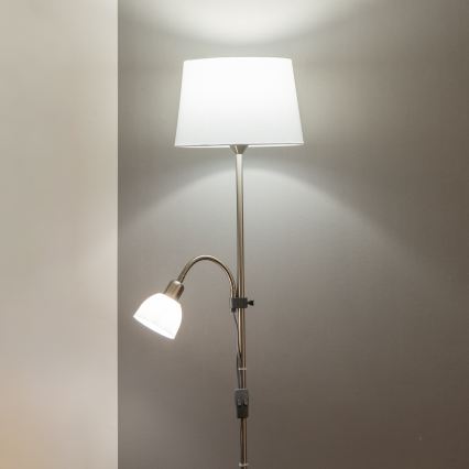 Brilagi - Stojací lampa CERIA 1xE27/100W/230V + 1xE14/25W matný chrom/bílá