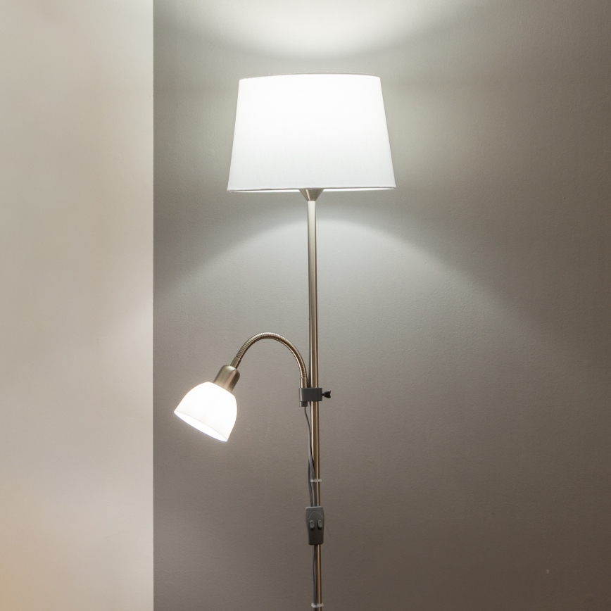 Brilagi - Stojací lampa CERIA 1xE27/100W/230V + 1xE14/25W matný chrom/bílá