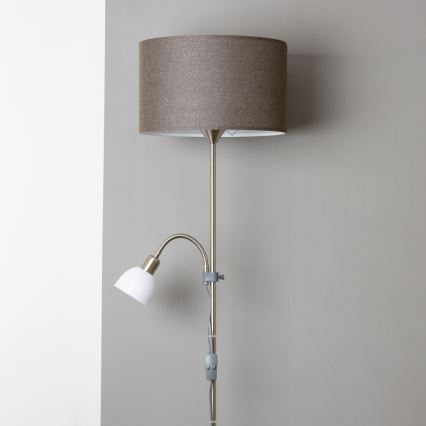 Brilagi - Stojací lampa CERIA 1xE27/100W/230V + 1xE14/25W matný chrom/hnědá