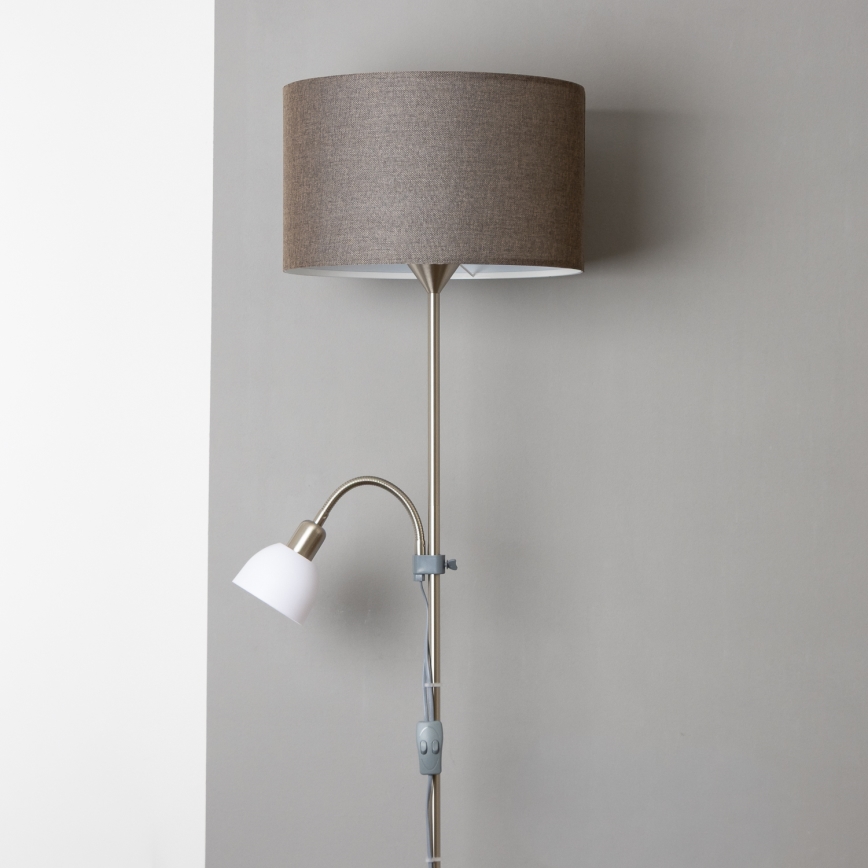 Brilagi - Stojací lampa CERIA 1xE27/100W/230V + 1xE14/25W matný chrom/hnědá