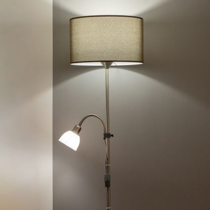 Brilagi - Stojací lampa CERIA 1xE27/100W/230V + 1xE14/25W matný chrom/hnědá