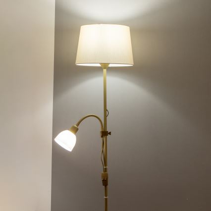 Brilagi - Stojací lampa CERIA 1xE27/100W/230V + 1xE14/25W zlatá/béžová