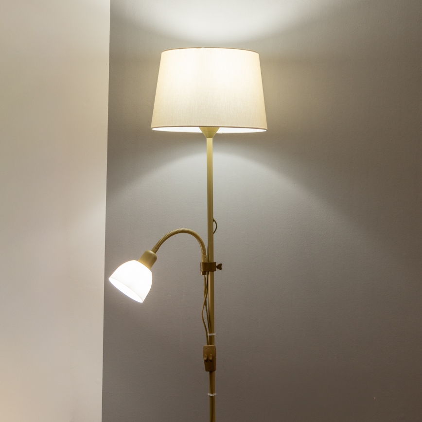 Brilagi - Stojací lampa CERIA 1xE27/100W/230V + 1xE14/25W zlatá/béžová
