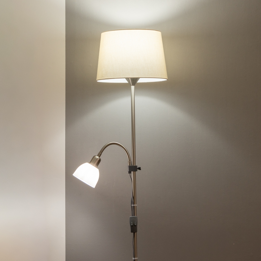 Brilagi - Stojací lampa CERIA 2v1 1xE27/100W/230V + 1xE14/25W matný chrom/béžová