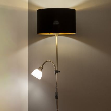 Brilagi - Stojací lampa CERIA 2v1 1xE27/100W/230V + 1xE14/25W matný chrom/černá