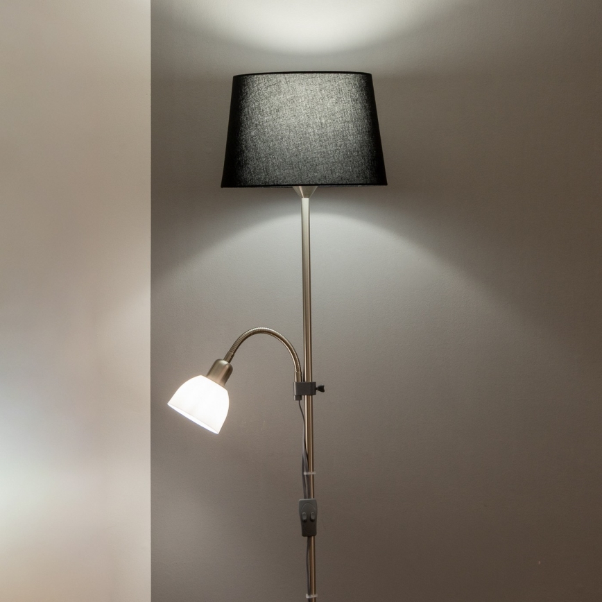 Brilagi - Stojací lampa CERIA 2v1 1xE27/100W/230V + 1xE14/25W matný chrom/černá