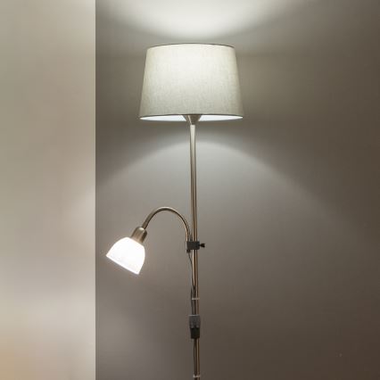 Brilagi - Stojací lampa CERIA 2v1 1xE27/100W/230V + 1xE14/25W matný chrom/šedá
