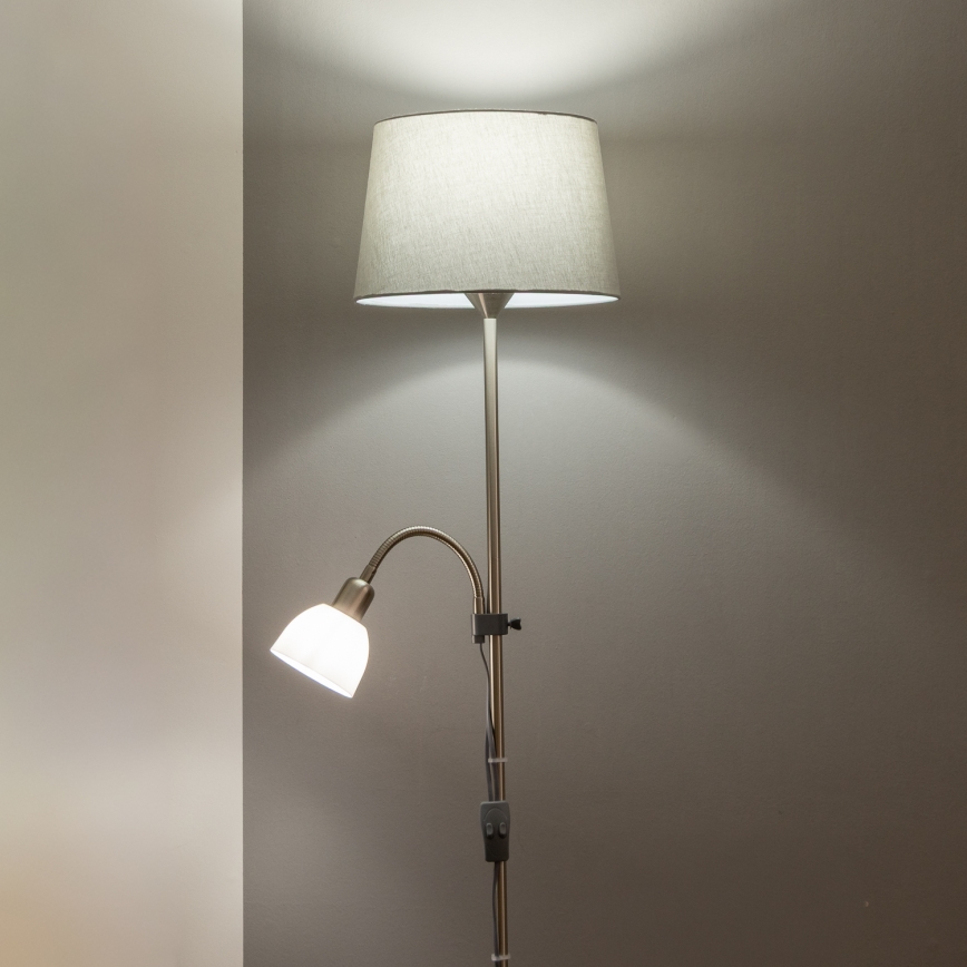 Brilagi - Stojací lampa CERIA 2v1 1xE27/100W/230V + 1xE14/25W matný chrom/šedá