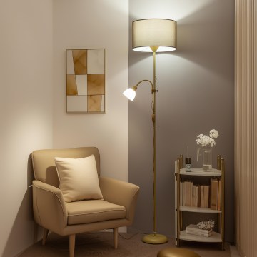 Brilagi - Stojací lampa CERIA 2v1 1xE27/100W/230V + 1xE14/25W zlatá/hnědá