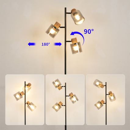 Brilagi - Stojací lampa HYGGE 3xE14/15W/230V kaučukovník/kouřová