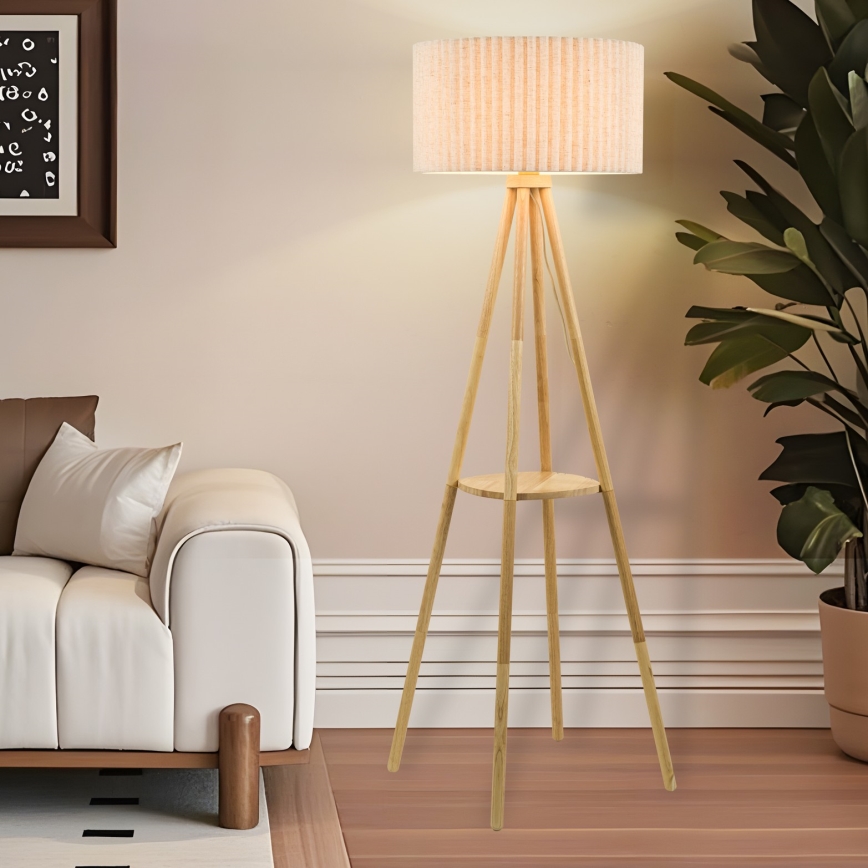 Brilagi - Stojací lampa NORDIC WAVE 1xE27/15W/230V kaučukovník/len