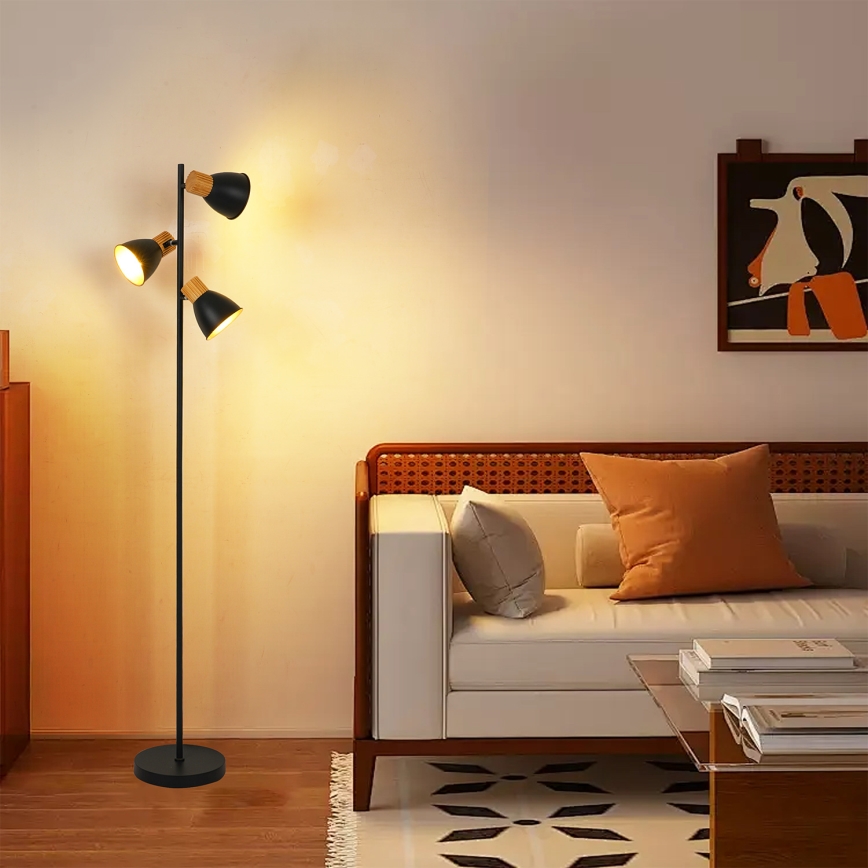 Brilagi - Stojací lampa ODENSE 3xE14/10W/230V kaučukovník/černá