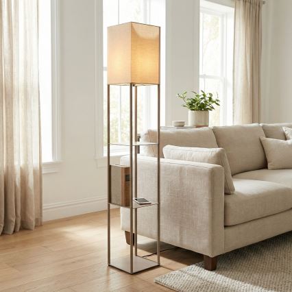 Brilagi - Stojací lampa s poličkami GRADUS 1xE27/40W/230V 150 cm šedá/béžová