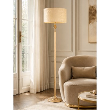 Brilagi - Stojací lampa SAPHIRE 1xE27/15W/230V krémová/zlatá/patina