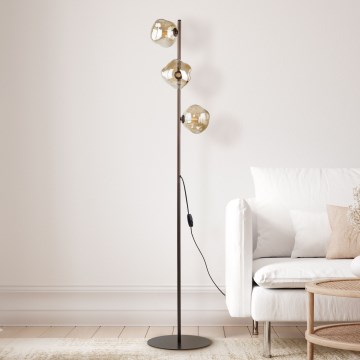 Brilagi - Stojací lampa VULCANO 3xG9/8W/230V bronzová/kouřová béžová