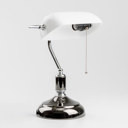 Brilagi - Stolní lampa BANK OFFICE 1xE27/60W/230V černá/stříbrná/bílá