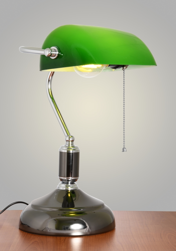 Brilagi - Stolní lampa BANK OFFICE 1xE27/60W/230V černá/stříbrná/zelená