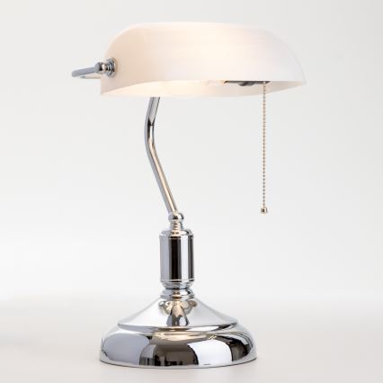 Brilagi - Stolní lampa BANK OFFICE 1xE27/60W/230V lesklý chrom/bílá