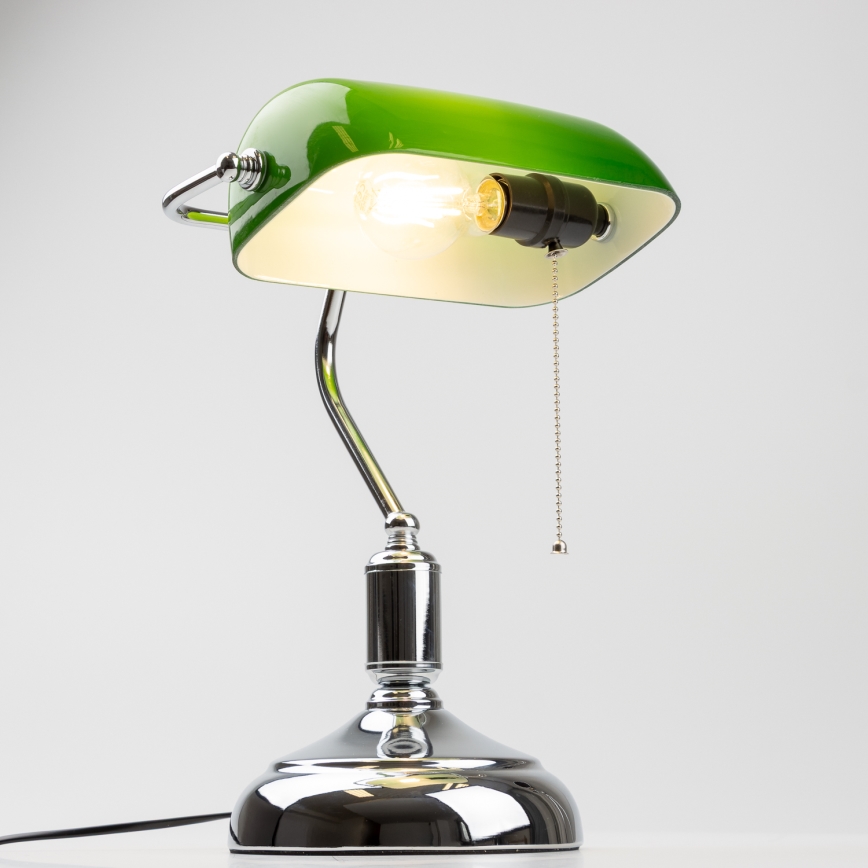 Brilagi - Stolní lampa BANK OFFICE 1xE27/60W/230V lesklý chrom/zelená