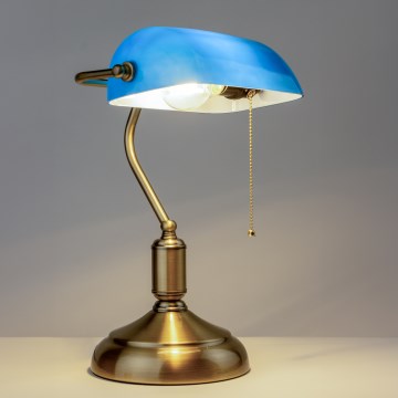 Brilagi - Stolní lampa BANK OFFICE 1xE27/60W/230V mosaz/modrá