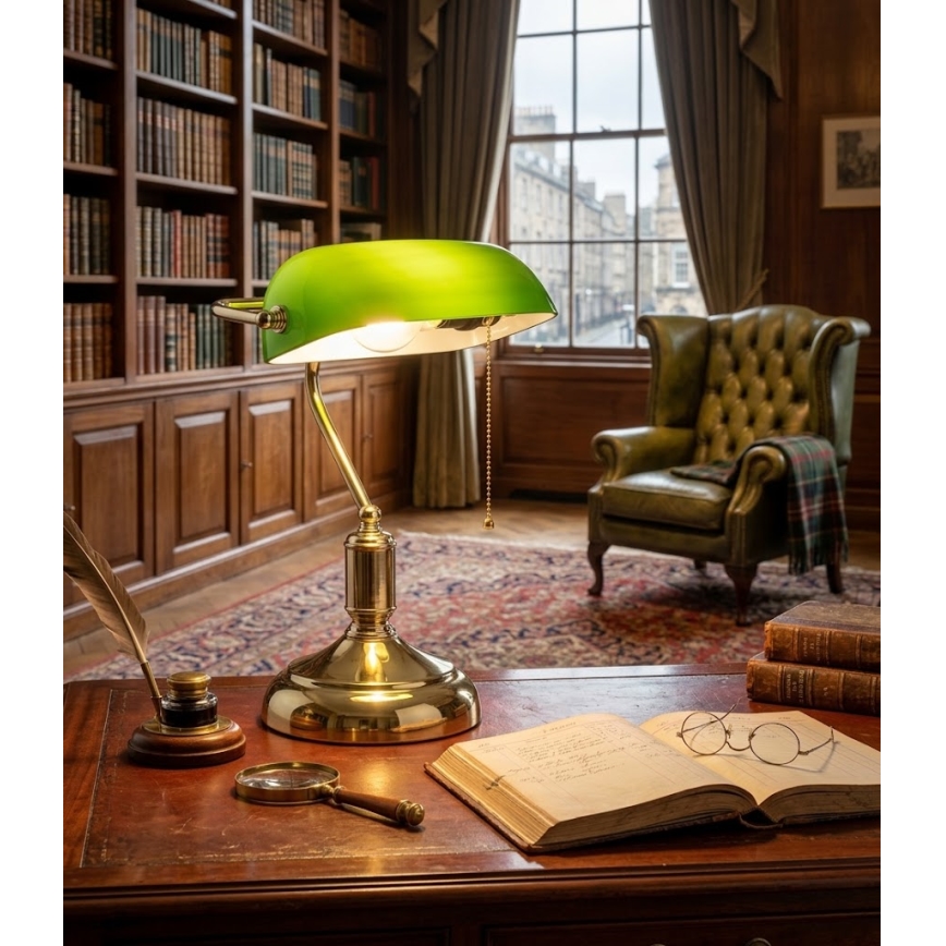 BRILAGI - Stolní lampa BANK OFFICE 1xE27/60W/230V zlatá/zelená