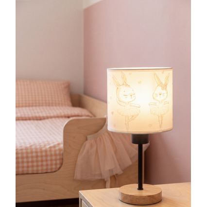 Brilagi - Dětská stolní lampa BOBO WOOD 1xE27/25W/230V dub/černá/bílá/králíčci