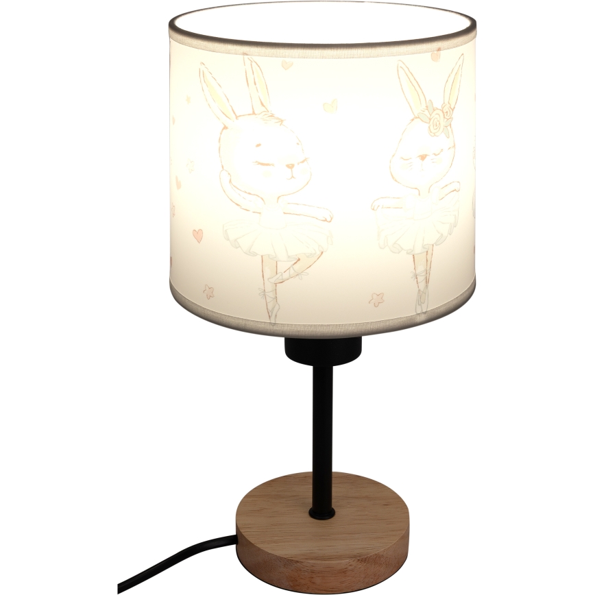 Brilagi - Dětská stolní lampa BOBO WOOD 1xE27/25W/230V dub/černá/bílá/králíčci