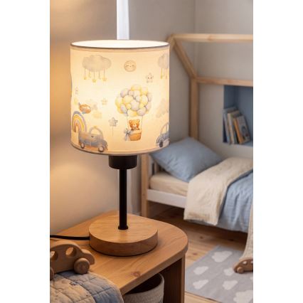Brilagi - Dětská stolní lampa BOBO WOOD 1xE27/25W/230V dub/černá/bílá/modrá/medvídci