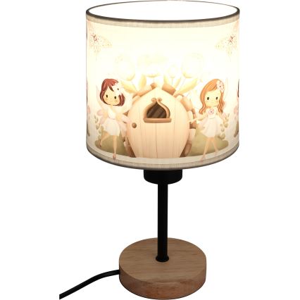 Brilagi - Dětská stolní lampa BOBO WOOD 1xE27/25W/230V dub/černá/bílá/růžová/víly