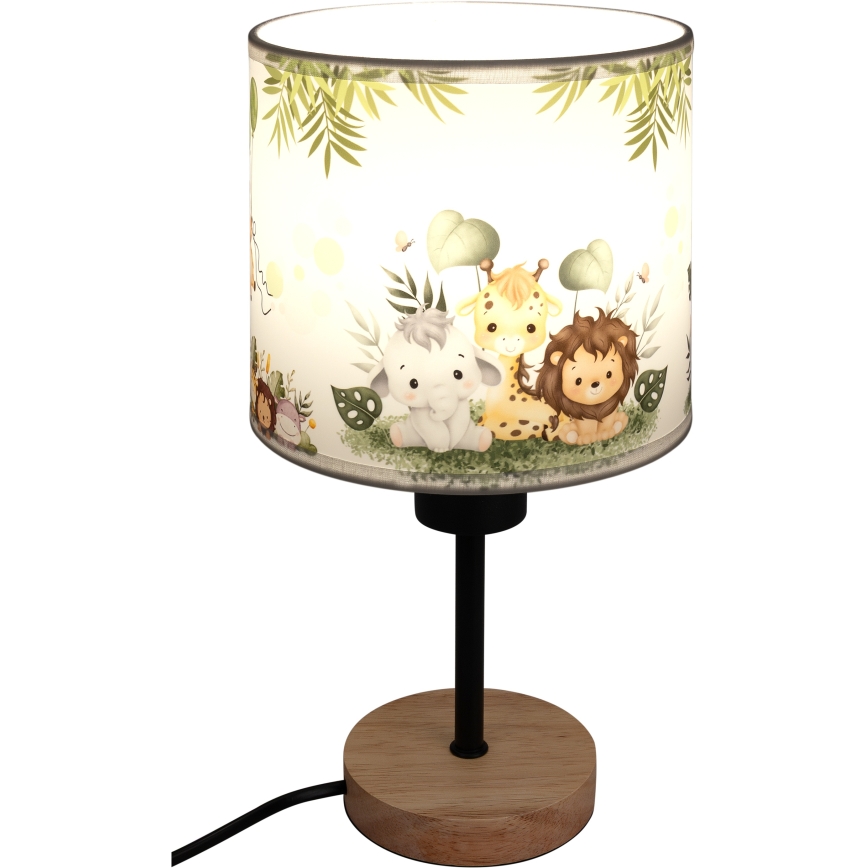 Brilagi - Dětská stolní lampa BOBO WOOD 1xE27/25W/230V dub/černá/bílá/zelená/džungle
