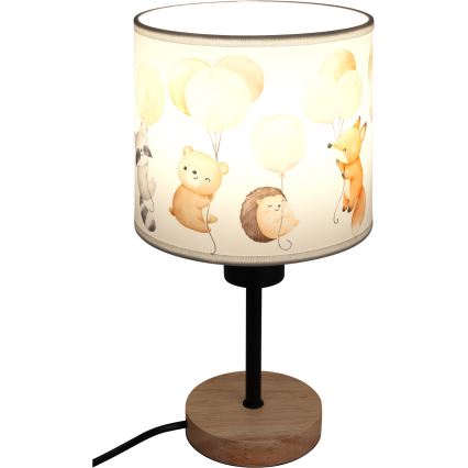 Brilagi - Dětská stolní lampa BOBO WOOD 1xE27/25W/230V dub/černá/bílá/zvířátka