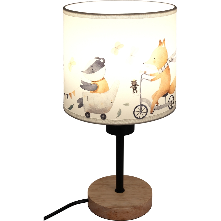 Brilagi - Dětská stolní lampa BOBO WOOD 1xE27/25W/230V dub/černá/bílá/zvířátka