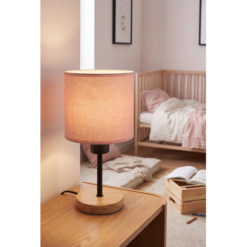 Brilagi - Dětská stolní lampa BOBO WOOD 1xE27/25W/230V dub/černá/růžová