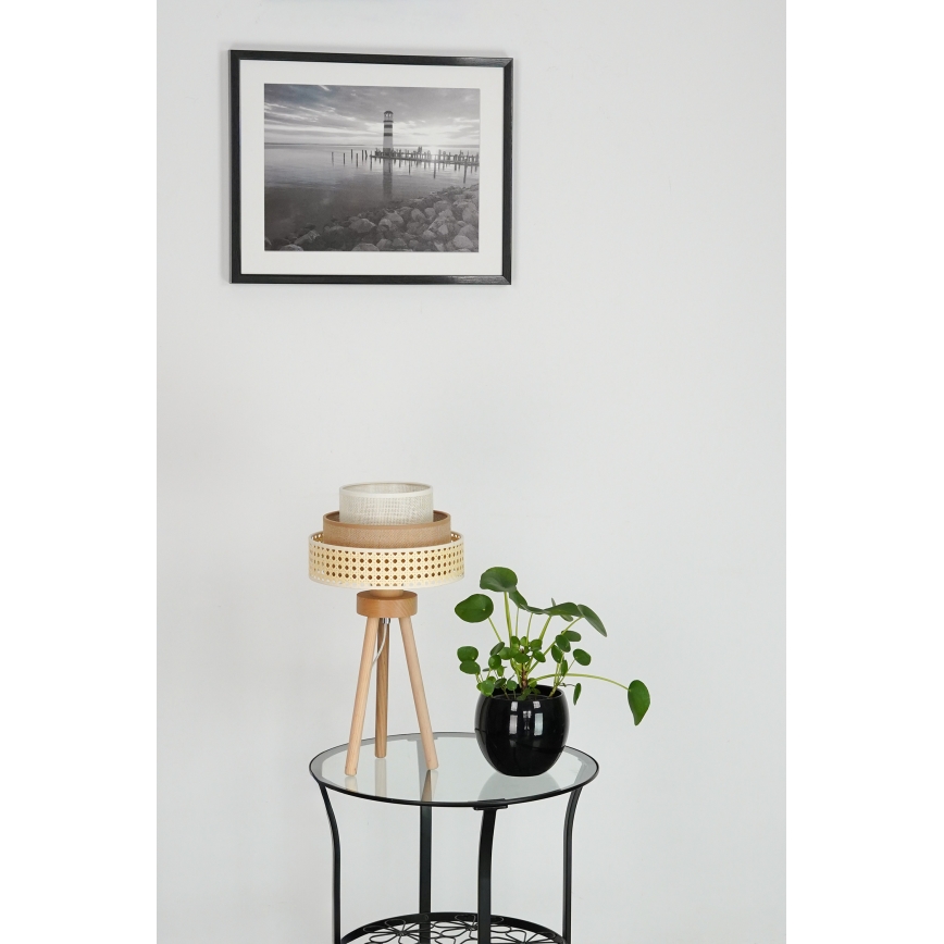 Brilagi - Stolní lampa CEDAR LUNETA 1xE27/15W/230V ratan/hnědá/krémová