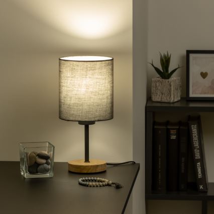 Brilagi - Stolní lampa NUBILA WOOD 1xE27/25W/230V dub/antracit