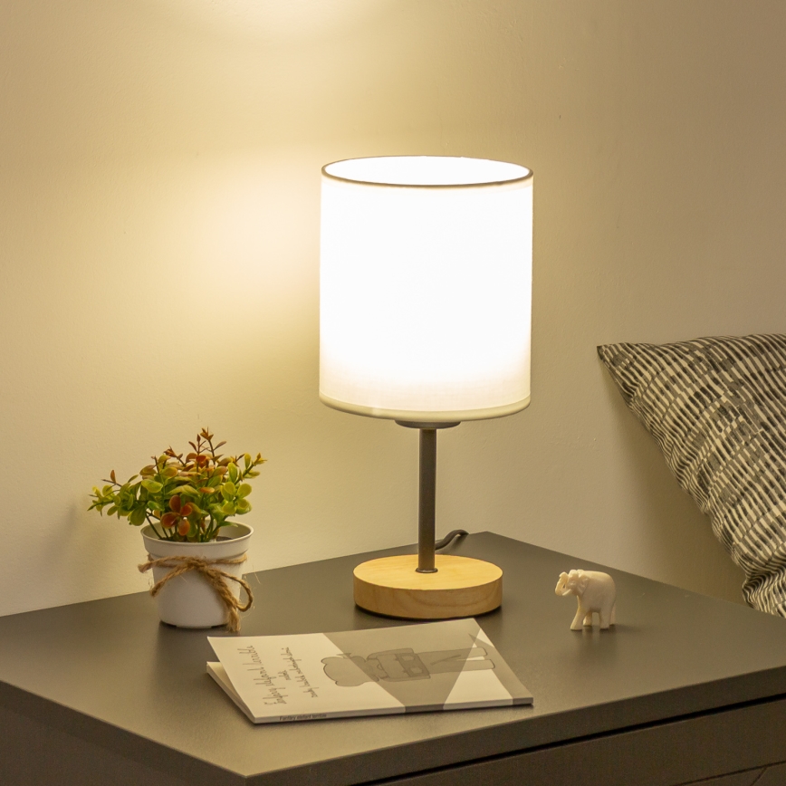 Brilagi - Stolní lampa NUBILA WOOD 1xE27/25W/230V dub/bílá